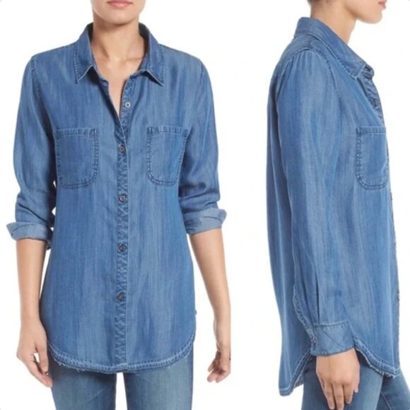 Rails Tops - Rails "Carter" Chambray Denim Shirt, Dark Vintage Wash Blue, Size S, Like New